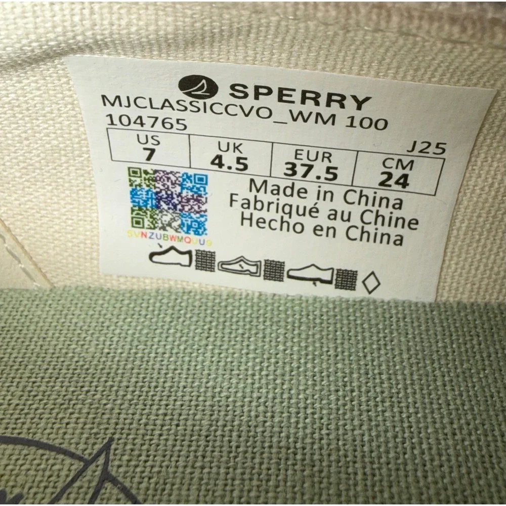 Sperry Top-Sider MJ Classic CVO White Canvas Mary Jane Shoes Womens Sz 7